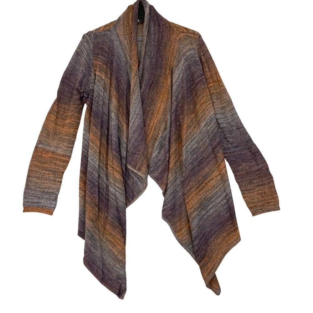 Tempo Paris Women's S/M Purple Waterfall Cardigan Sweater Wool Blend Open